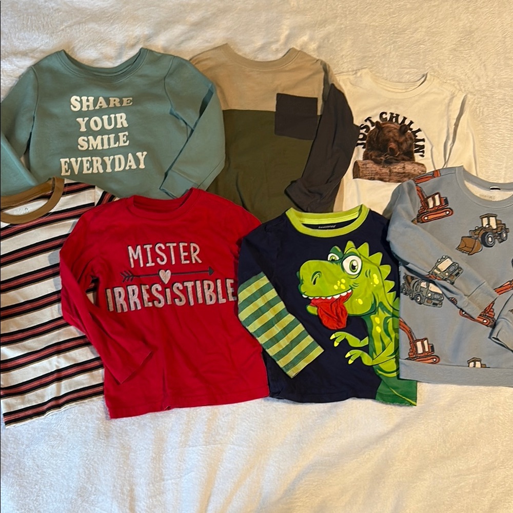 Kids 4T Graphic and Striped Long Sleeve Shirts